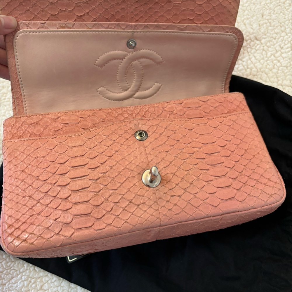 CHANEL Pink Python Flap Crossbody Bag - image 8
